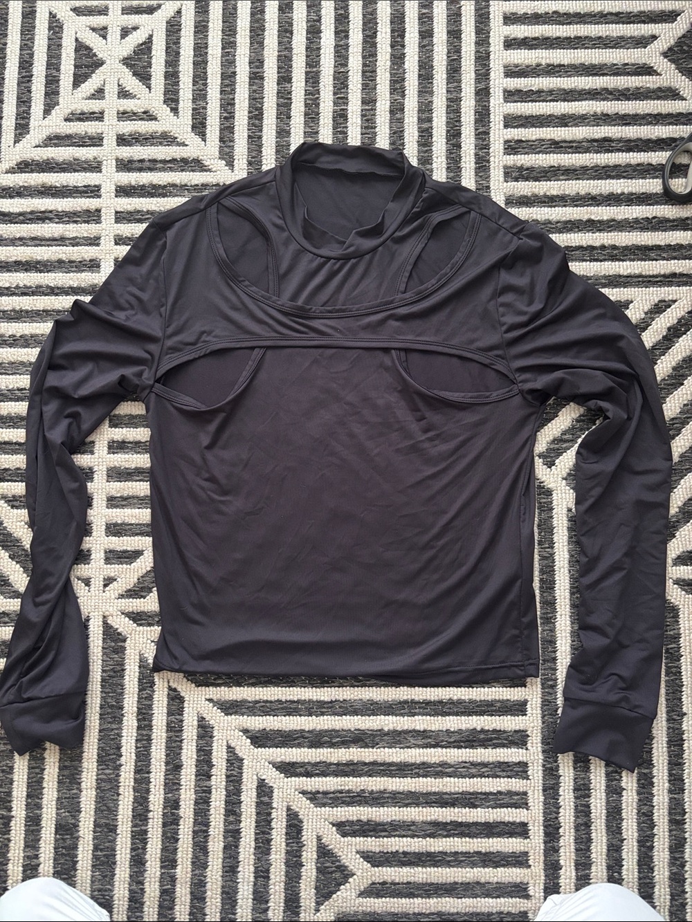 Women’s Black Long-Sleeve Layered Cutout Top